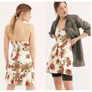Free People Happy Heart Mini Floral Dress, M